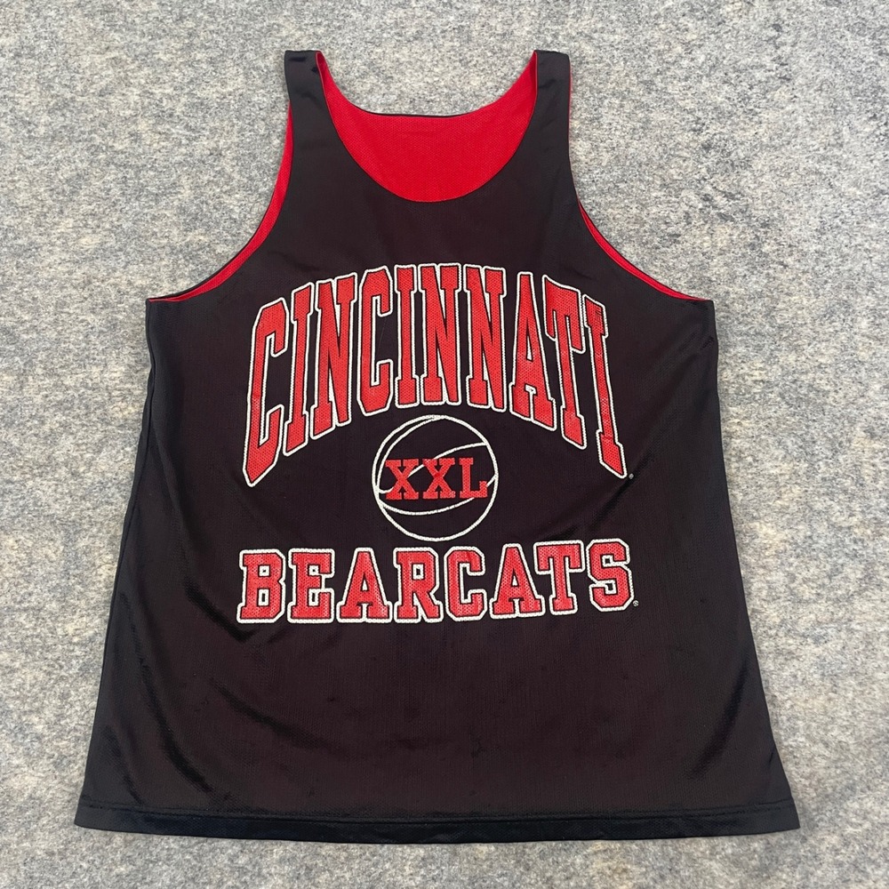 VTG Cincinnati Bearcats NCAA Reversible Basketball Mesh Tank Top Black Red Large